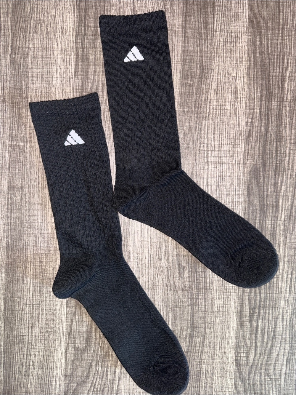 adidas Black Crew Athletic Socks with White Logo